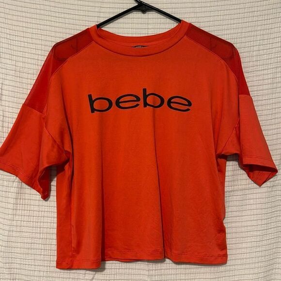 Bebe Sport Mesh Neon Orange Top S - Picture 1 of 5